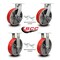 Service Caster 12'' Heavy Duty Red Poly on Cast Iron Caster Set 4 Swivel Locks 2 Brakes, 4PK CRAN-KP92S1230-PUR-RS-SLB-BSL-2-BSL2 - alternate 2